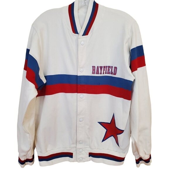 Vintage Sand-Knit MacGregor Baseball Jacket Bayfield WI Jersey Americana 40/M - Picture 1 of 7